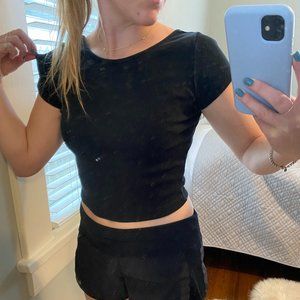 Brandy black shirt, low back